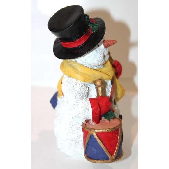 Vintage Resin Snowman Drum Top Hat 6” Holiday Winter Mantle Tabletop Decor Fig - Picture 3 of 6